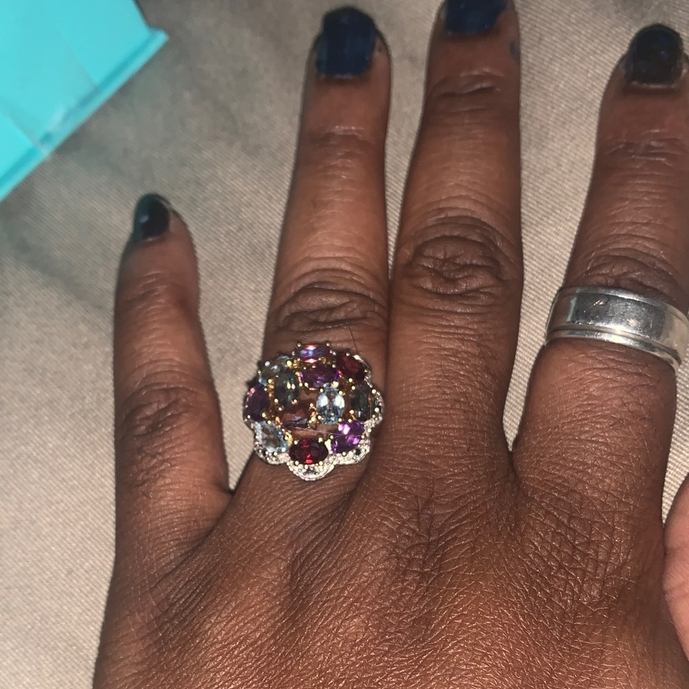Multicolor Gemstone Cluster Ring - image 1